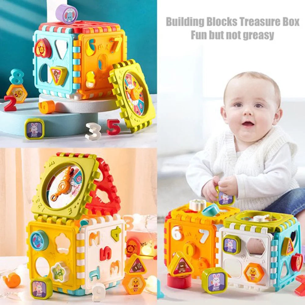 SUTENG 6-In-1 Activity Cube for Toddlers Baby Educational Musical Toy for Kids - Early Development Learning Toys with 6 Different Activities - Gift for Children 1 2 3 Years Old