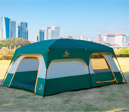 Extra Large Tent 10-12-14 Person(A),Family Cabin Tents,2 Rooms,3 Doors and 3 Windows with Mesh,Straight Wall,Waterproof,Double Layer,Big Tent for Outdoor,Picnic,Camping,Family Gathering