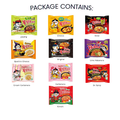Korean Spicy Chicken Ramen Variety 10 Packs (10 Different Noodles) Sampler Gift Box, Korean Ramen, Ramen Noodles, Noodles, Asian Noodles Variety Pack, Spicy Chicken Ramen, Carbonara