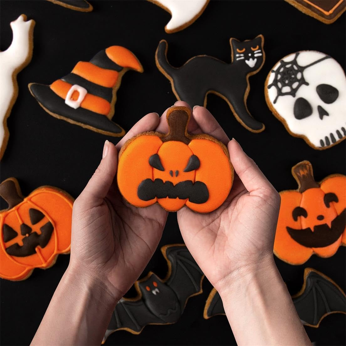 Halloween Cookie Cutters Set,9 Piece Stainless Steel Metal Halloween Cookie Cutters Shapes - Pumpkin, Ghosts, Bat, Black Cat, Witch'S Hat, Skull, Coffin, 1, Silver