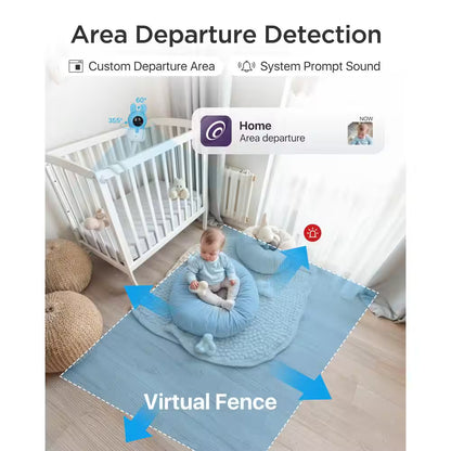 2.5K 4MP Smart Baby Monitor Camera with 64GB SD Card, AI Cry/Face/Area Departure Detect, 2.4G & 5G Wi-Fi