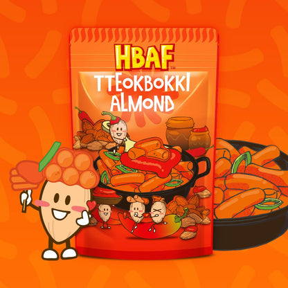 [Official Gilim ] Korean Seasoned Spicy Tteokbokki Almonds Nut Snack, Korean Rice Cake Chili Sauce | School, Work, Travel Snack | Pre-Workout Snack | Asian Snacks (Toppoki, 1 X 120 Gram Pack)