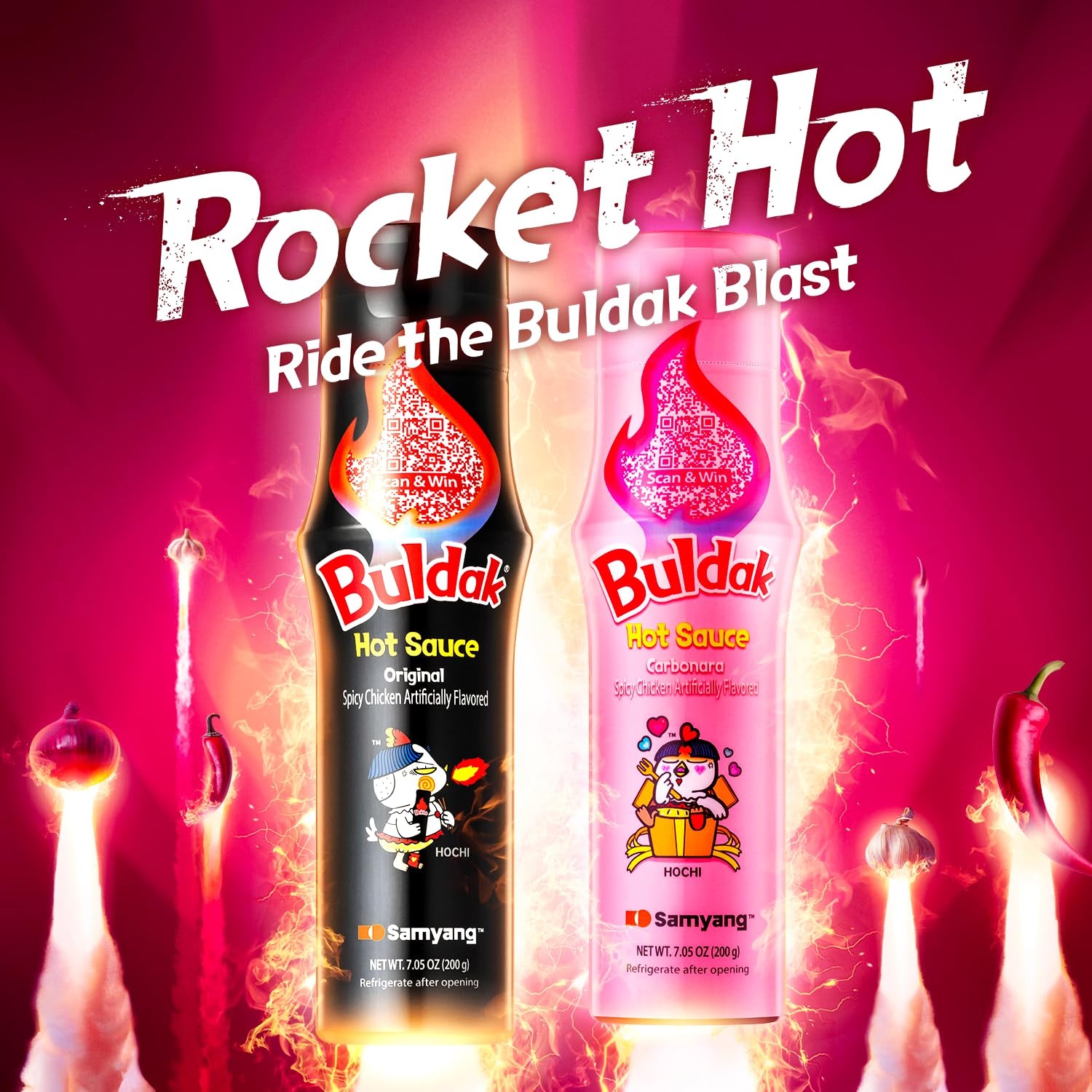 Buldak Hot Sauce - Original Carbonara Bundle, Korean Spicy Hot Chicken Flavor Sauce [5.57 Fl Oz (200G) X 2 Pack]