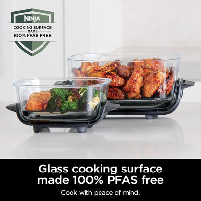 Crispi Air Fryer, Microwave, Freezer & Dishwasher Safe, Non Toxic Glass Portable Cooking System, 4 QT & 6 Cup Glass Containers with Storage Lids, Easy Meals, Air Fry, Bake, Green, FN101SG