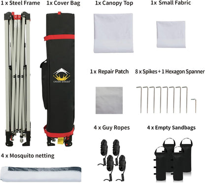 13X13 Pop up Gazebo, Canopy Tent, Gazebos on Clearance - Outdoor Gazebo for Backyard & Patio Furniture - Carpa Pop up Tent with Wheeled Sto-N-Go Cover Bag (White)