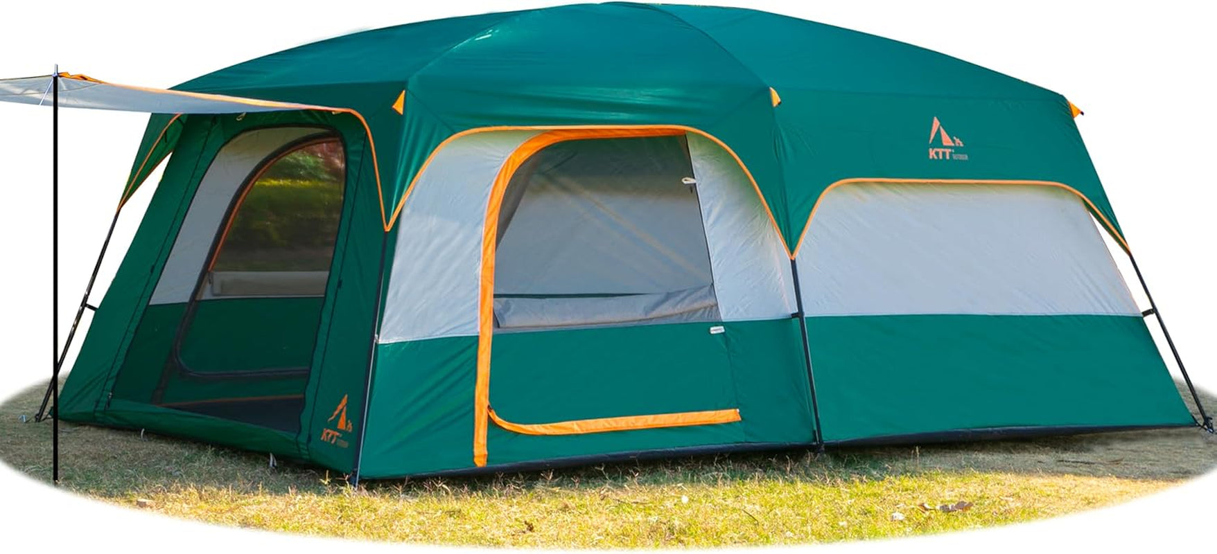 Extra Large Tent 10-12-14 Person(A),Family Cabin Tents,2 Rooms,3 Doors and 3 Windows with Mesh,Straight Wall,Waterproof,Double Layer,Big Tent for Outdoor,Picnic,Camping,Family Gathering
