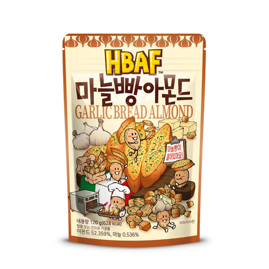 [Official Gilim ] Korean Seasoned Garlic Almonds Nut Snack with Galic Bread Chips | School, Work, Travel Snack | Pre-Workout Snack | Asian Snacks (Garlic Bread, 1 X 120 Gram Pack)