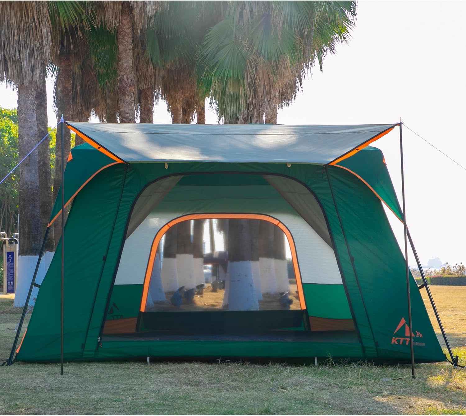 Extra Large Tent 10-12-14 Person(A),Family Cabin Tents,2 Rooms,3 Doors and 3 Windows with Mesh,Straight Wall,Waterproof,Double Layer,Big Tent for Outdoor,Picnic,Camping,Family Gathering
