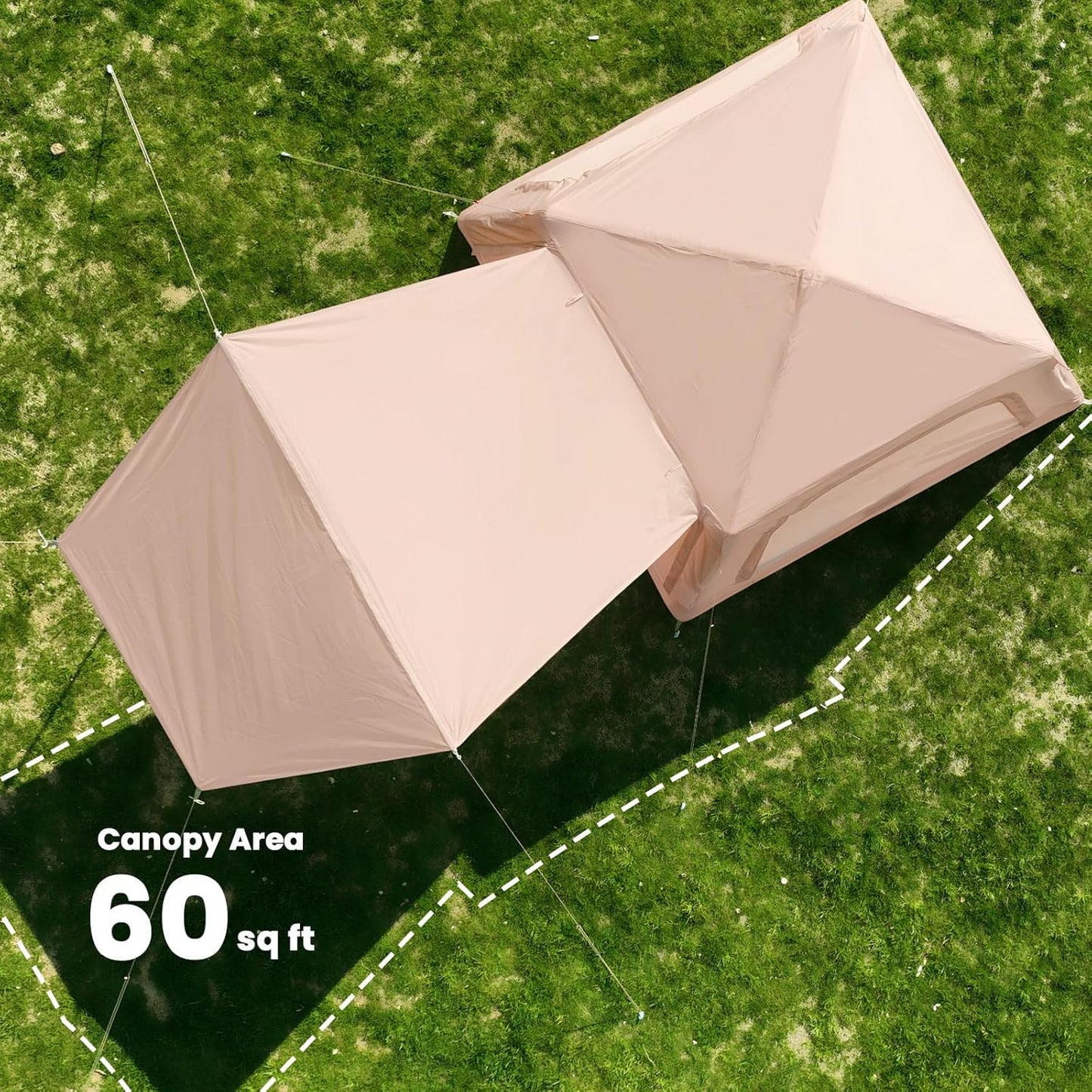 Inflatable Tents for Camping, Blow up Tent with Hand Pump, Easy Setup Inflatable Hot Tent with Stove Jack, Waterproof Oxford Air Glamping Tents for Camping Adult 4-6 Person