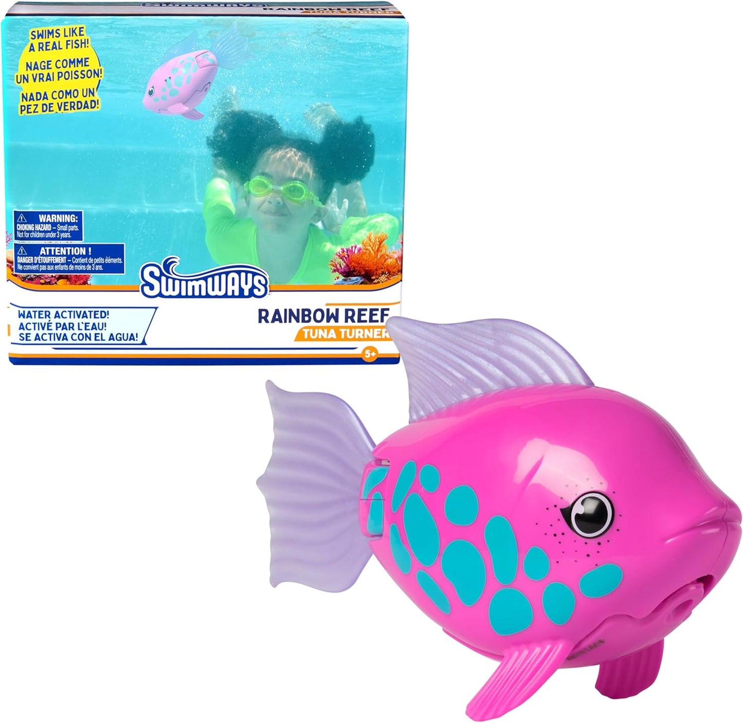 Rainbow Reef Fish Toy, Kids Swimming Accessories & Water Toys, Learn to Swim Pool Toys for Kids Ages 5 & Up, Batteries Included, Tuna Turner