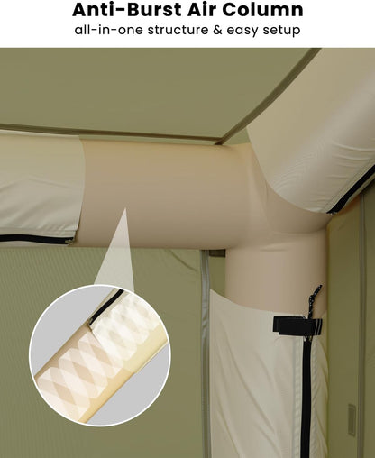 Inflatable Tents for Camping, Blow up Tent with Hand Pump, Easy Setup Inflatable Hot Tent with Stove Jack, Waterproof Oxford Air Glamping Tents for Camping Adult 4-6 Person