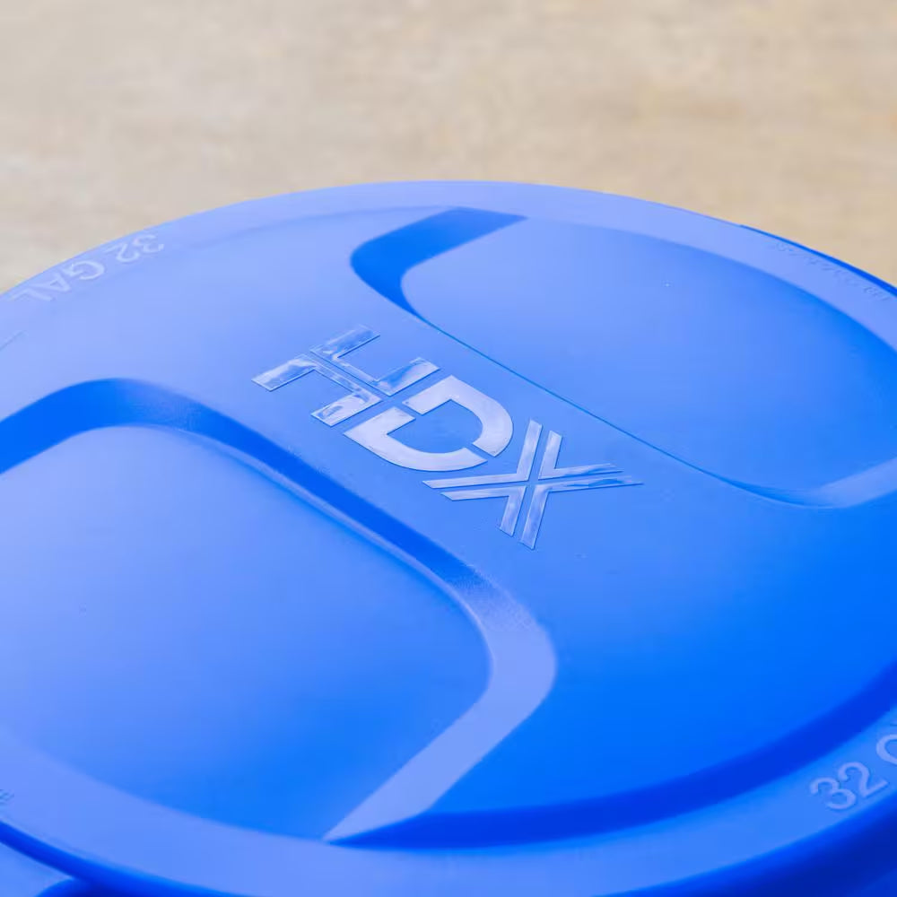 32 Gal. Blue Heavy Duty Outdoor Recycling Trash Can with Domed Lid