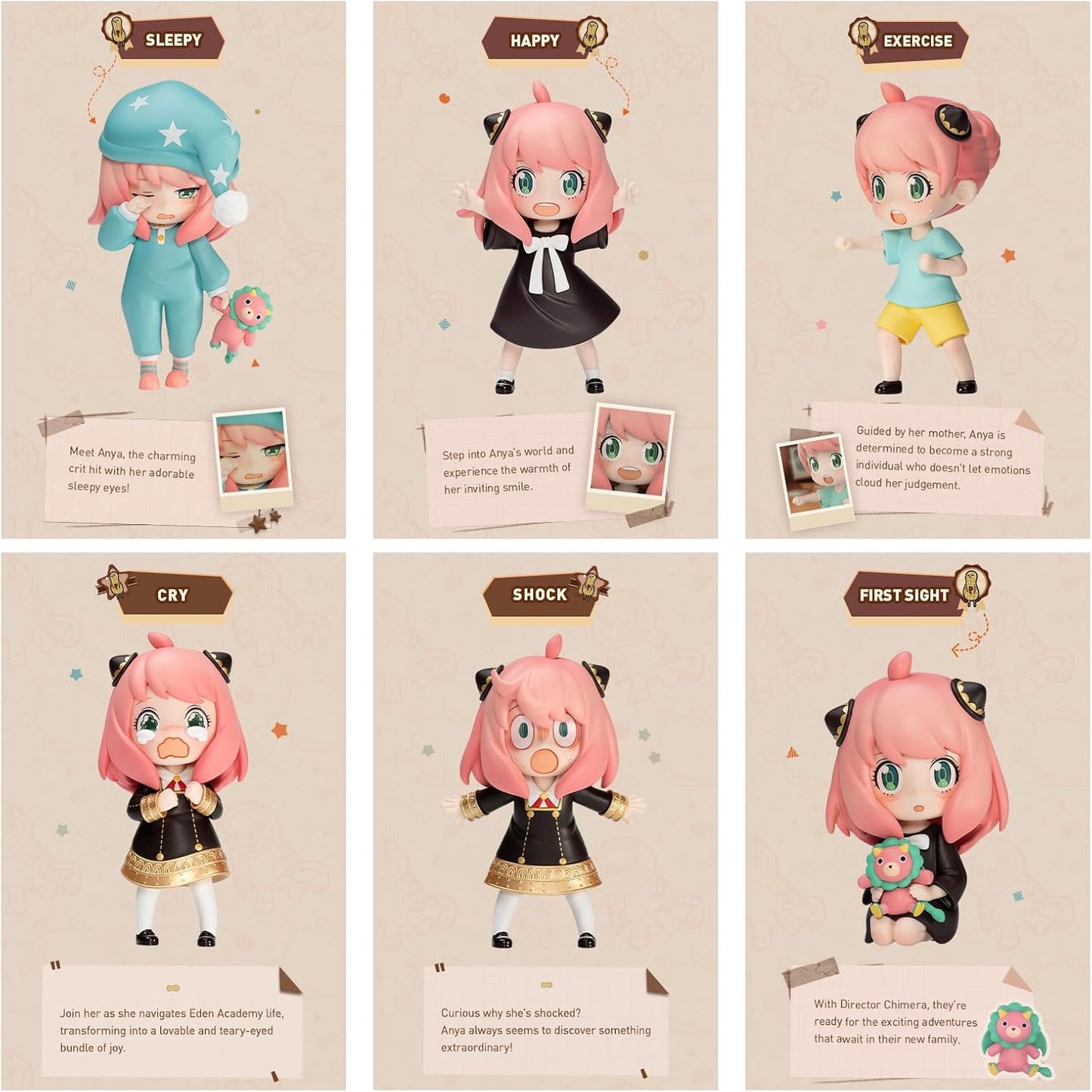 Spy × Family Anya'S Daily Life Series Figures, Spy Blind Box Figures, Random Design Action Figures Collectible Toys Home Decorations, Holiday Birthday Gifts for Boys and Girls, Single Box