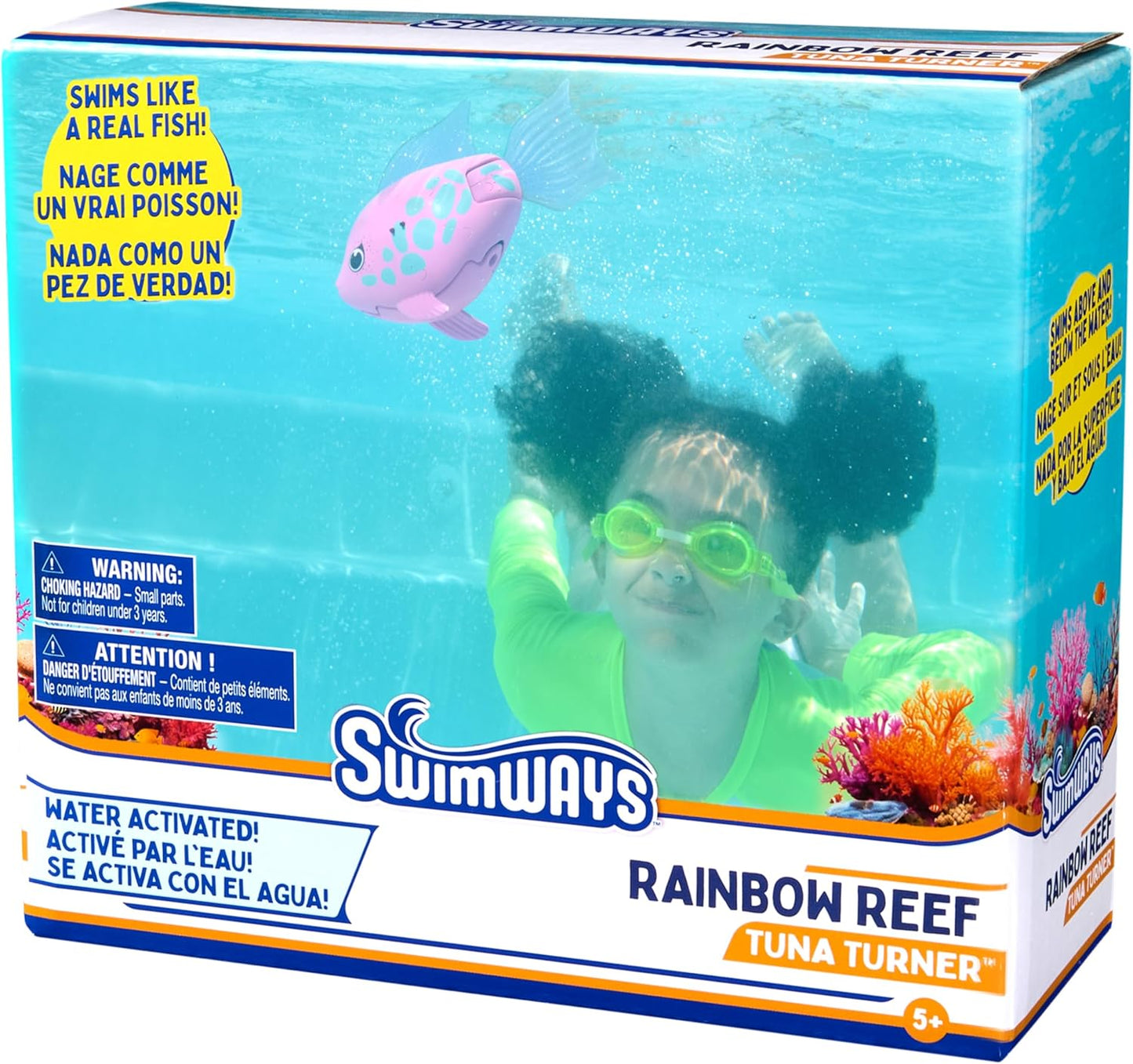 Rainbow Reef Fish Toy, Kids Swimming Accessories & Water Toys, Learn to Swim Pool Toys for Kids Ages 5 & Up, Batteries Included, Tuna Turner