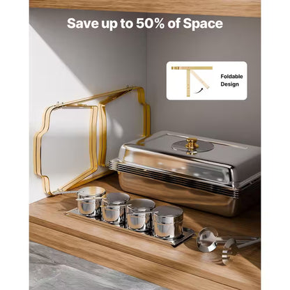 8 Qt. Chafing Dish Buffet Set Stainless Chafer with 2 Full & 4 Half Size Pans Rectangle Catering Warmer Server (2- Pack)