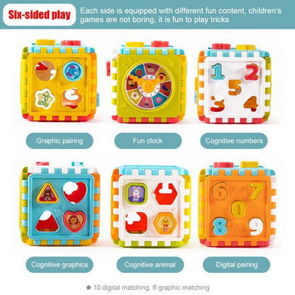 SUTENG 6-In-1 Activity Cube for Toddlers Baby Educational Musical Toy for Kids - Early Development Learning Toys with 6 Different Activities - Gift for Children 1 2 3 Years Old