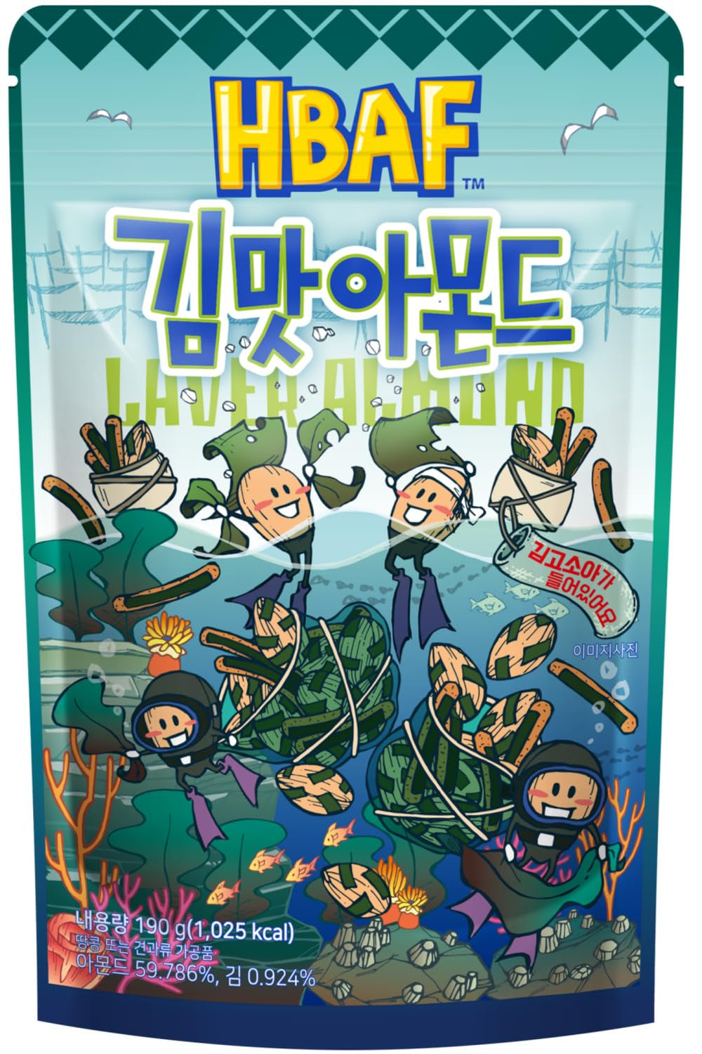 [Official Gilim  Brand] Korean Seasoned Almonds (Laver, 1 X 210 Gram Pack)