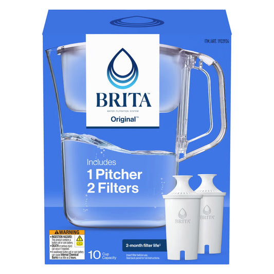 💧 Brita Champlain Water Filter Pitcher – 10-Cup BPA-Free Water Pitcher with 2 Filters