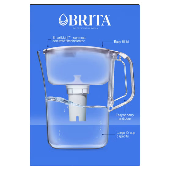 💧 Brita Champlain Water Filter Pitcher – 10-Cup BPA-Free Water Pitcher with 2 Filters