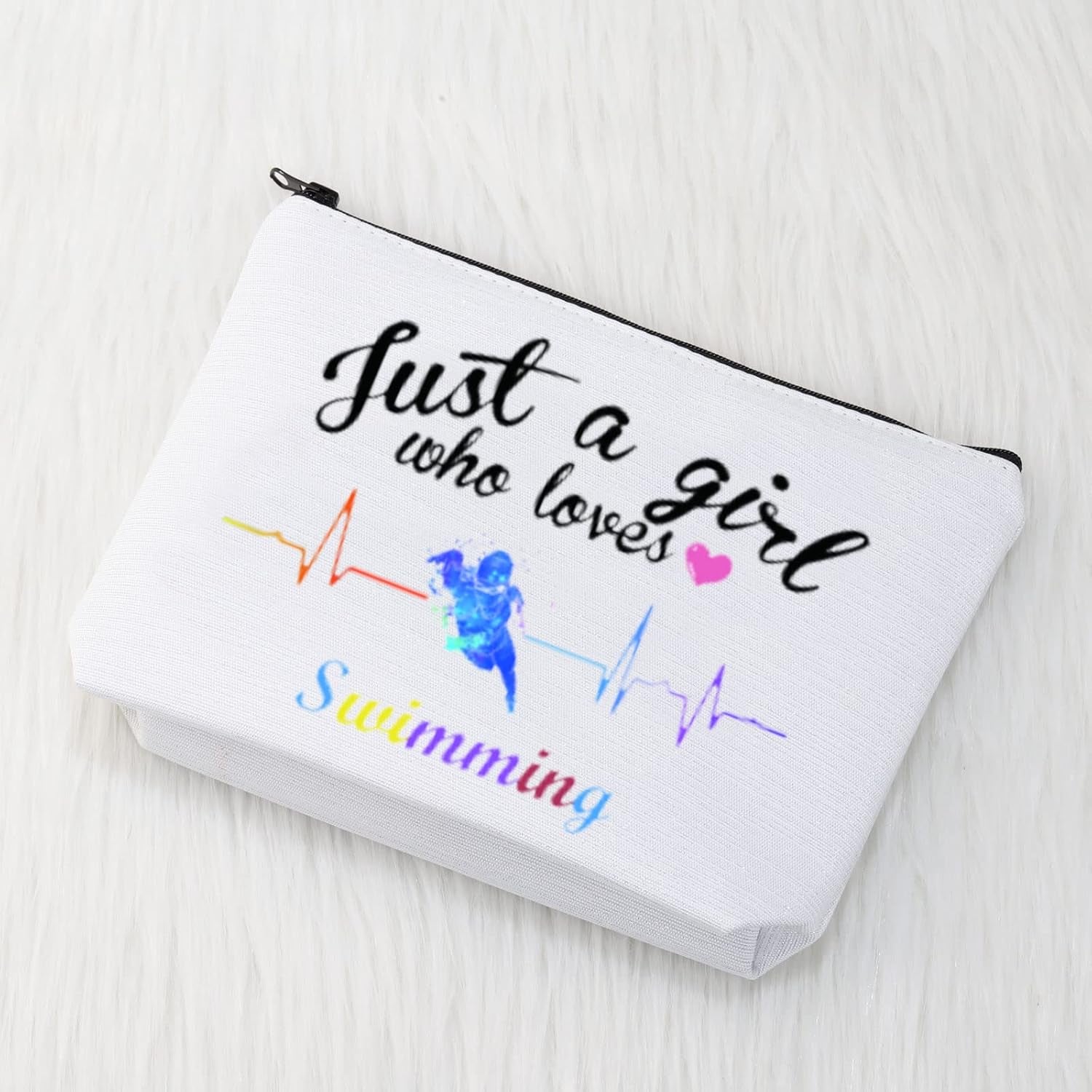 Just a Girl Who Loves Swimming Gifts Makeup Bag Swim Cosmetic Bags Gifts for Swimming Pool Lovers Travel Bag (Just a Girl Who Loves Swimming Cosmetic Bag)