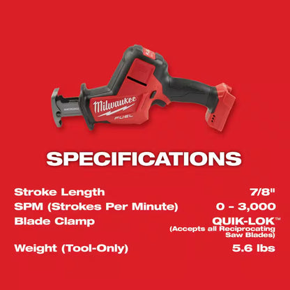 M18 FUEL 18-Volt Lithium-Ion Brushless Cordless HACKZALL Reciprocating Saw with (2) M18 5.0Ah Batteries