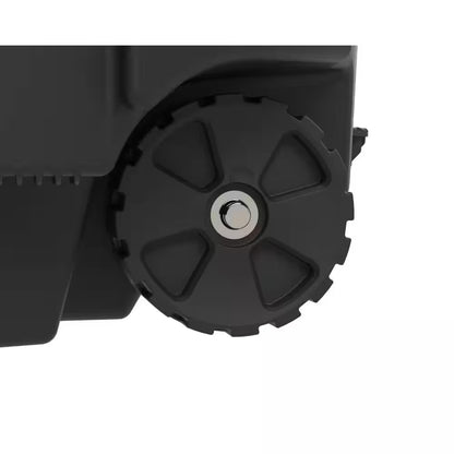 32 Gal. Black Outdoor Vented Trash Can with Wheels, Domed Lid, Rounded Handles, and Reinforced Foothold