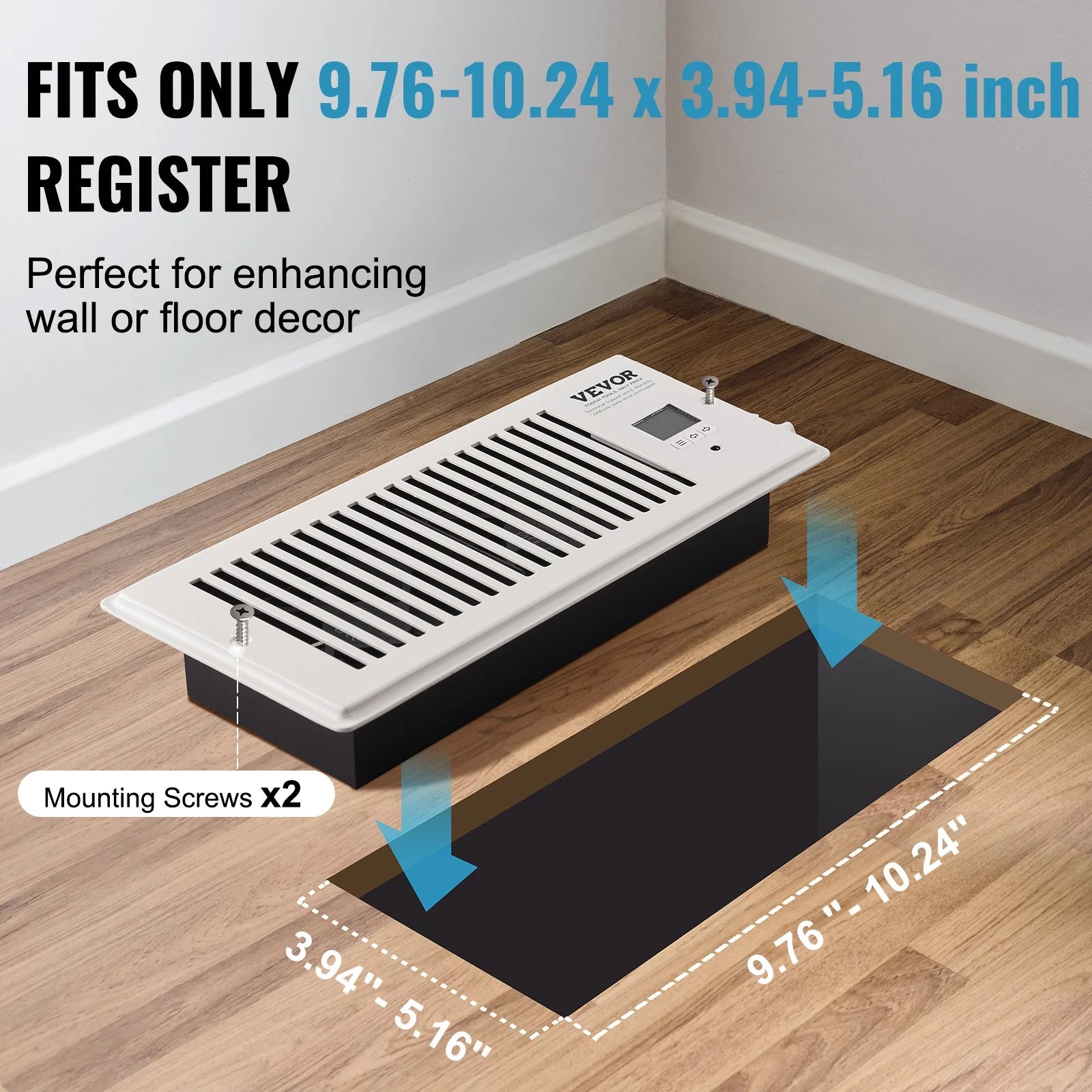 VEVOR Register Booster Fan, Quiet Vent Booster Fan Fits 4¡± X 10¡± Register Holes, with Remote Control and Thermostat Control, Adjustable Speed for Heating Cooling Smart Vent, White