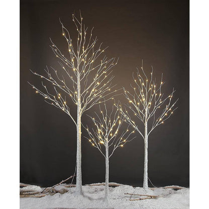 8 Ft. Warm White Pre-Lit 132 LED Birch Tree Artificial Christmas Tree for Home, Festival, Party, Indoor and Outdoor Use