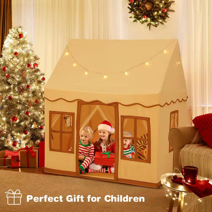 Kids Play Castle Tent Large Playhouse Toys Gifts with Star Lights Washable Mat