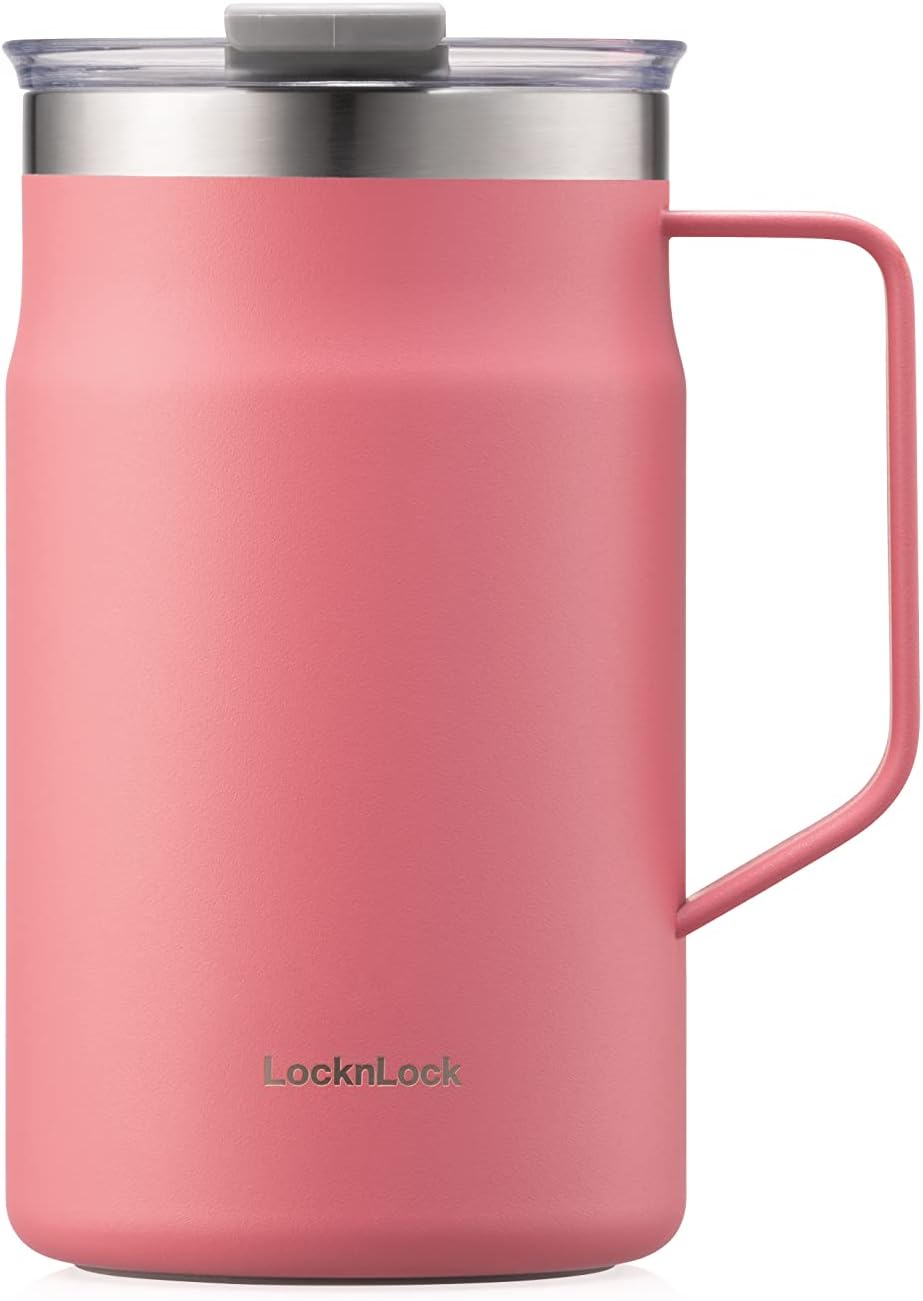 Metro Mug Premium 18/8 Stainless Steel Double Wall Insulated with Handle Perfect for Table with Lid, Black, 16 Oz,20 Oz