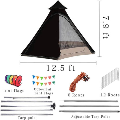 12'X10'X8'Dome Camping Tent 5-6 Person 4 Season Double Layers Waterproof Anti-Uv Windproof Tents Family Outdoor Camping Tent