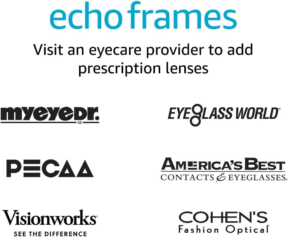 Echo Frames (3Rd Gen) | Smart Glasses with Alexa | Rectangle Frames in Classic Black with Prescription Ready Lenses