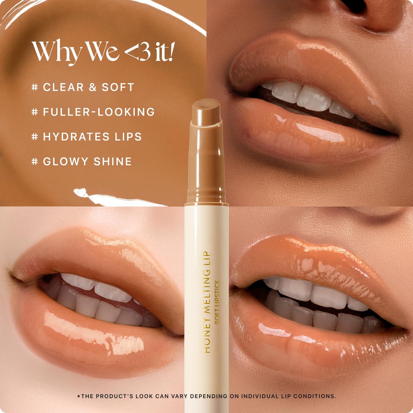 HONEY MELTING LIP (00 CHAI MILK TEA) SOFT LIP STICK Hydrating Gloss, Moisturizing Balms, Sheer Tint, Shine & Nude, Glowy Finish, Korean Make Up