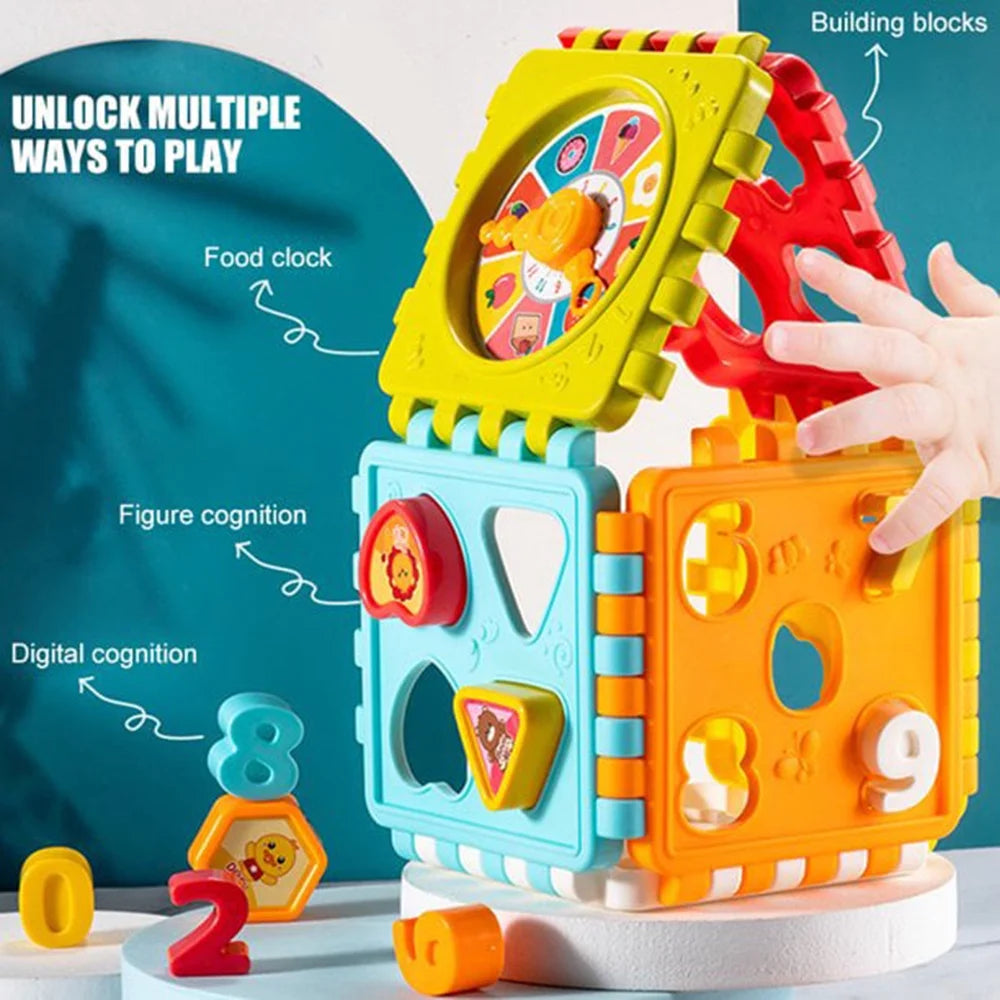 SUTENG 6-In-1 Activity Cube for Toddlers Baby Educational Musical Toy for Kids - Early Development Learning Toys with 6 Different Activities - Gift for Children 1 2 3 Years Old