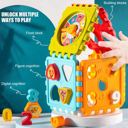 SUTENG 6-In-1 Activity Cube for Toddlers Baby Educational Musical Toy for Kids - Early Development Learning Toys with 6 Different Activities - Gift for Children 1 2 3 Years Old