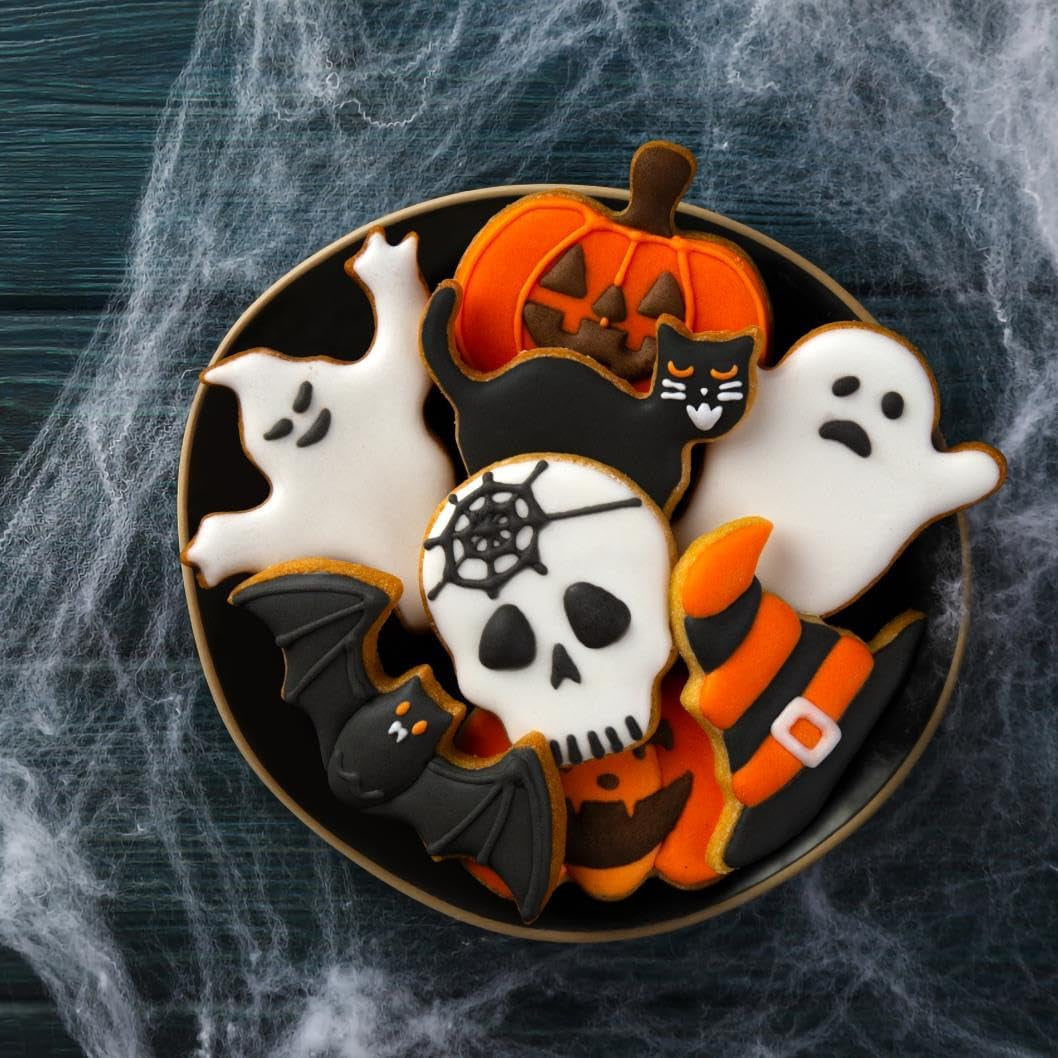 Halloween Cookie Cutters Set,9 Piece Stainless Steel Metal Halloween Cookie Cutters Shapes - Pumpkin, Ghosts, Bat, Black Cat, Witch'S Hat, Skull, Coffin, 1, Silver