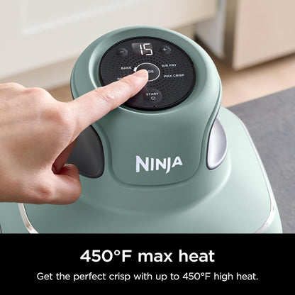Crispi Air Fryer, Microwave, Freezer & Dishwasher Safe, Non Toxic Glass Portable Cooking System, 4 QT & 6 Cup Glass Containers with Storage Lids, Easy Meals, Air Fry, Bake, Green, FN101SG