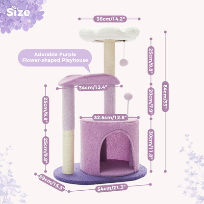 Mordern Cat Tree Scratching Post Cat'S House Cute Cactus Scratcher with Condo Nest Pet Play House Furniture