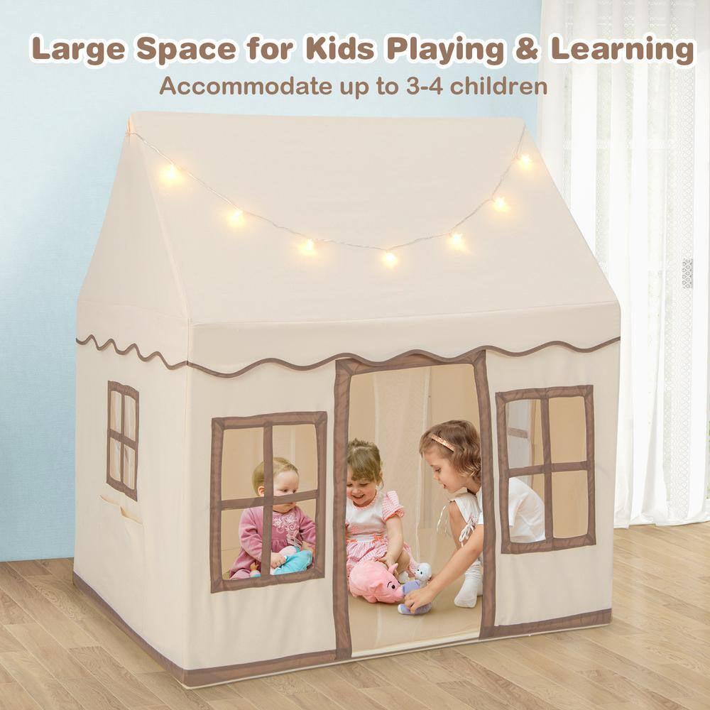 Kids Play Castle Tent Large Playhouse Toys Gifts with Star Lights Washable Mat