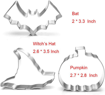 Halloween Cookie Cutters Set Large - Witch'S Hat, Pumpkin, Ghost, Bat and Cat Cutter Stainless Steel