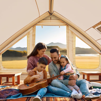 Inflatable Tents for Camping, Blow up Tent with Hand Pump, Easy Setup Inflatable Hot Tent with Stove Jack, Waterproof Oxford Air Glamping Tents for Camping Adult 4-6 Person