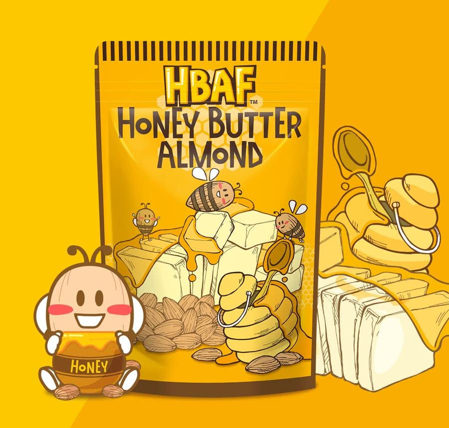 [Official Gilim Korean Honey Butter Seasoned Almonds Nut Snack | Gluten Free | Kids After-School, Work, Trip, Camping, Party Snacks | Pre-Workout Protein Snack | Korean Souvenir (1X190Gram)