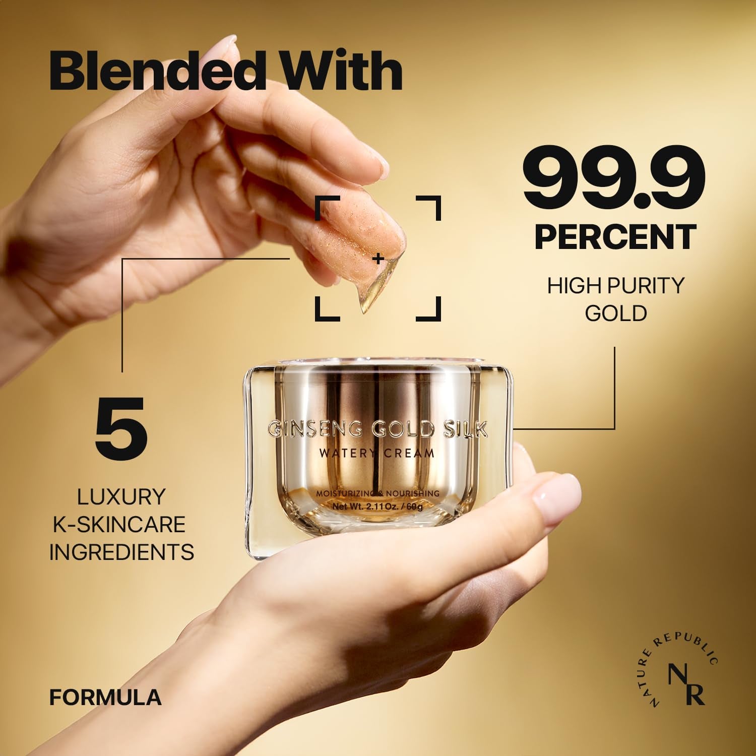 Ginseng Gold Silk Watery Cream 2.11 Oz(60G)-6 Years Korean Ginseng, 99.9% Pure Gold Premium Skin Care, Anti-Aging Moisturizer for Skin, Wrinkle Care with Ginseng Saponins (60G)