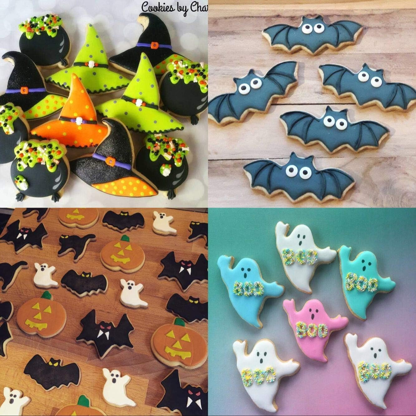 Halloween Cookie Cutters Set Large - Witch'S Hat, Pumpkin, Ghost, Bat and Cat Cutter Stainless Steel