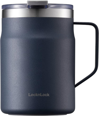 Metro Mug Premium 18/8 Stainless Steel Double Wall Insulated with Handle Perfect for Table with Lid, Black, 16 Oz,20 Oz
