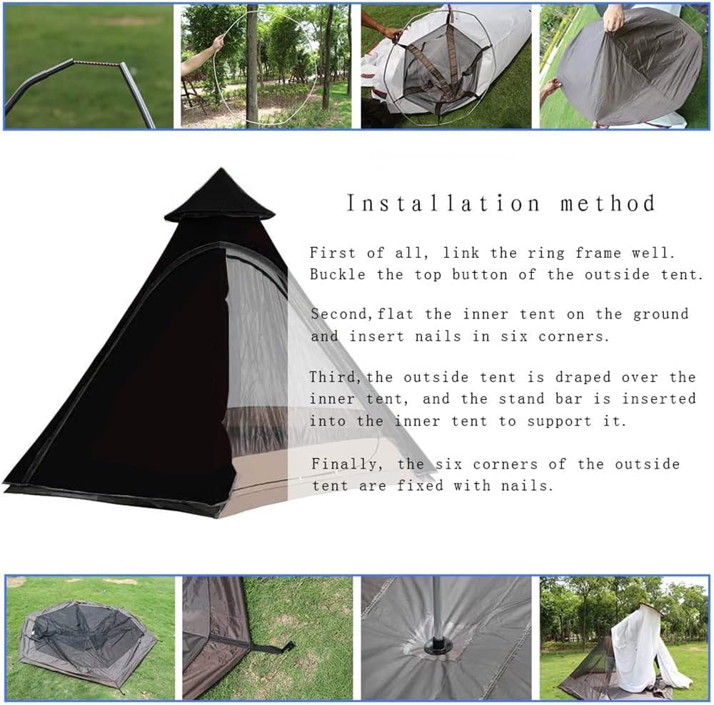 12'X10'X8'Dome Camping Tent 5-6 Person 4 Season Double Layers Waterproof Anti-Uv Windproof Tents Family Outdoor Camping Tent