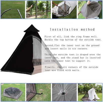 12'X10'X8'Dome Camping Tent 5-6 Person 4 Season Double Layers Waterproof Anti-Uv Windproof Tents Family Outdoor Camping Tent