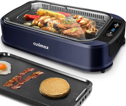 Smokeless Grill Indoor,  Electric Grill, 1500W Portable Korean BBQ Grill with LED Smart Display & Tempered Glass Lid, Non-Stick Removable Plate, Dishwasher Safe, Black