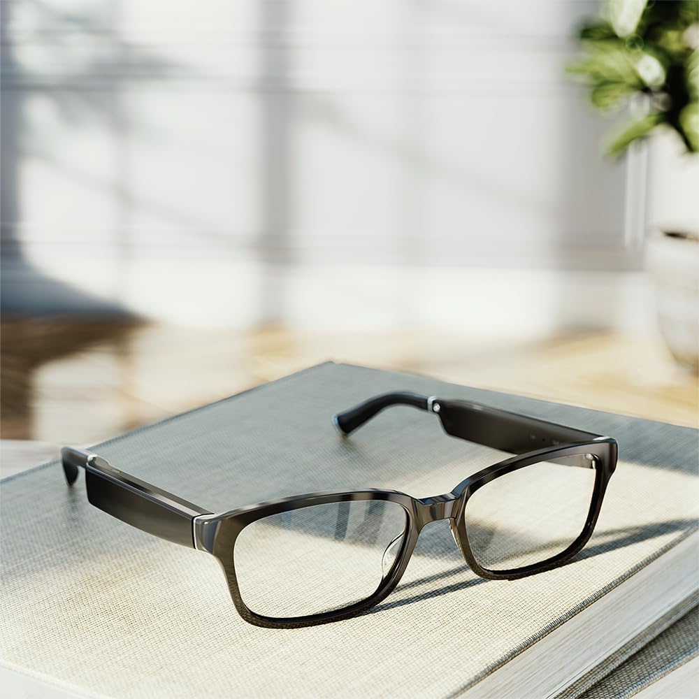 Echo Frames (3Rd Gen) | Smart Glasses with Alexa | Rectangle Frames in Classic Black with Prescription Ready Lenses
