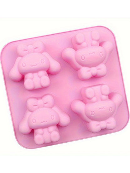 1Pc Hellokittys My Melody Kuromi Cinnamoroll Silicone Baking Mold 4-Cavity Food Grade Flexible DIY Mold for Cake Chocolate De